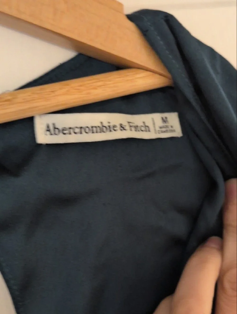 Abercrombie & Fitch Satin Teal Puff Sleeve Tie-Back Top Size M